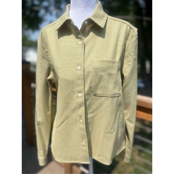 Green white plaid Pendleton button up box crop - Picture 2 of 9